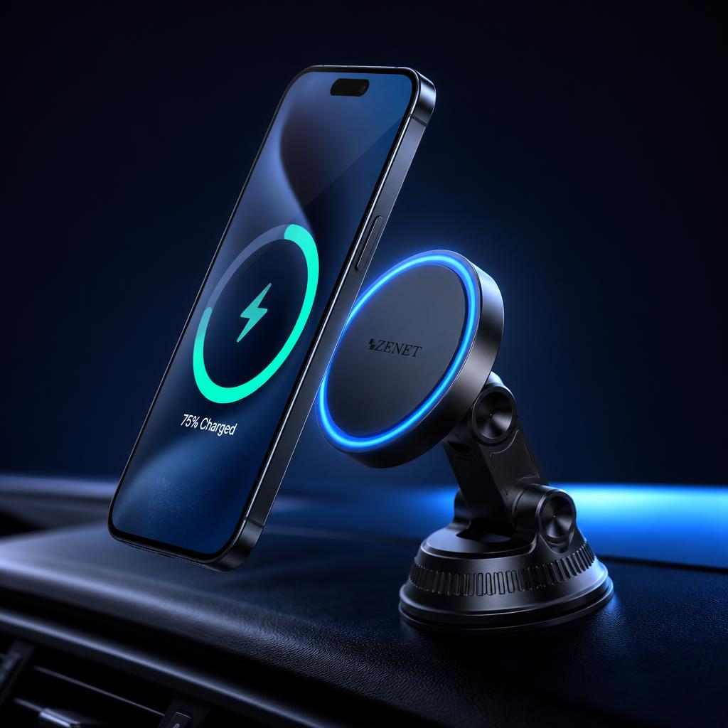 SnapRoute MagSafe car mount holding a iPhone